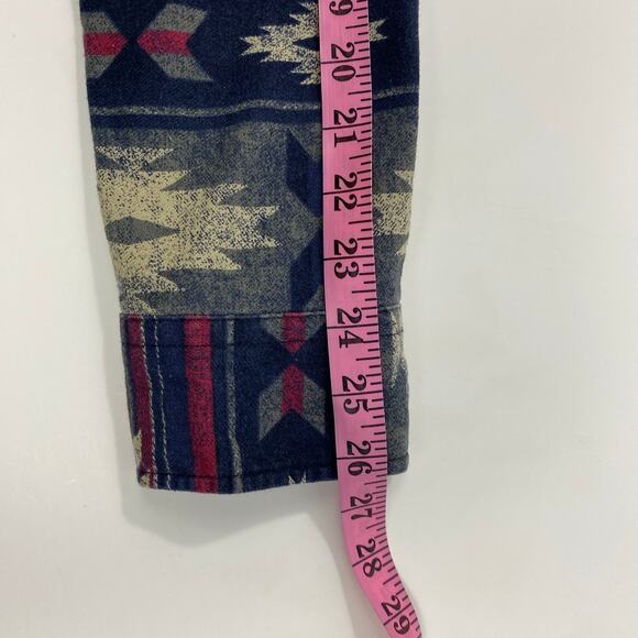 American Eagle Outfitters Aztec Flannel Shirt Shacket Men S Navy Southwestern - Picture 10 of 10